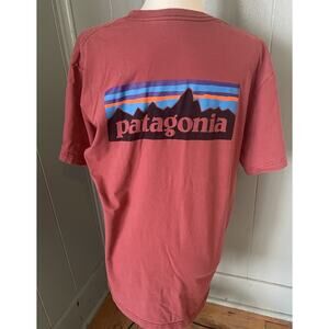 Patagonia Logo T-Shirt Organic Cotton Mens Sz L Red Rustic Red